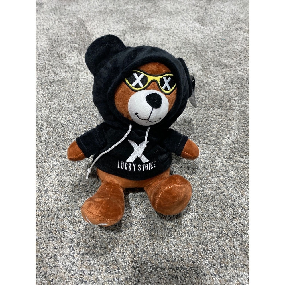 Lucky Strike Hoodie Bear 8 Inch Brown Plush Black Hoodie Sunglasses BMI NWT